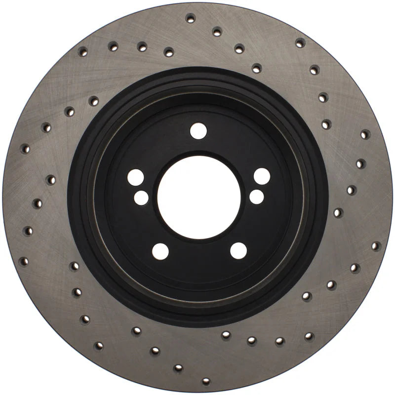 StopTech 01-07 BMW M3 (E46) / 00-04 M5 (E39) Drilled Right Rear Rotor - Installation View