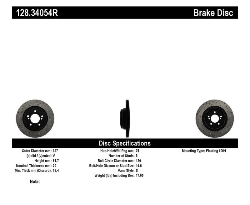StopTech 01-07 BMW M3 (E46) / 00-04 M5 (E39) Drilled Right Rear Rotor - Additional View 6