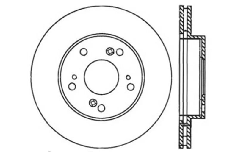 StopTech 02-06 Acura RSX Slotted & Drilled Right Front Rotor - Side View