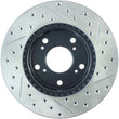 Load image into Gallery viewer, StopTech 02-06 Acura RSX Slotted &amp; Drilled Right Front Rotor - Back View