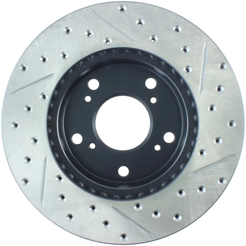 StopTech 02-06 Acura RSX Slotted & Drilled Right Front Rotor - Back View