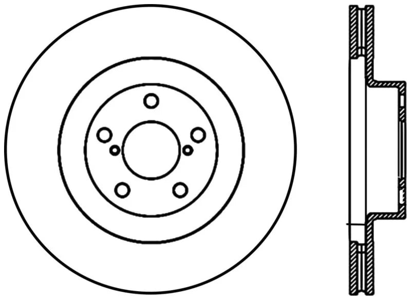 StopTech 02-10 Subaru WRX Slotted & Drilled Left Front Rotor (exc. STi) - Installation View