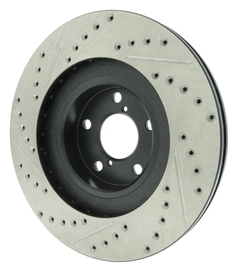 StopTech 02-10 Subaru WRX Slotted & Drilled Left Front Rotor (exc. STi) - Additional View 6