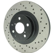 Load image into Gallery viewer, StopTech 02-10 WRX Drilled Left Front Rotor - Installation View