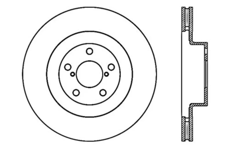 StopTech 02-10 WRX Drilled Right Front Rotor - Side View