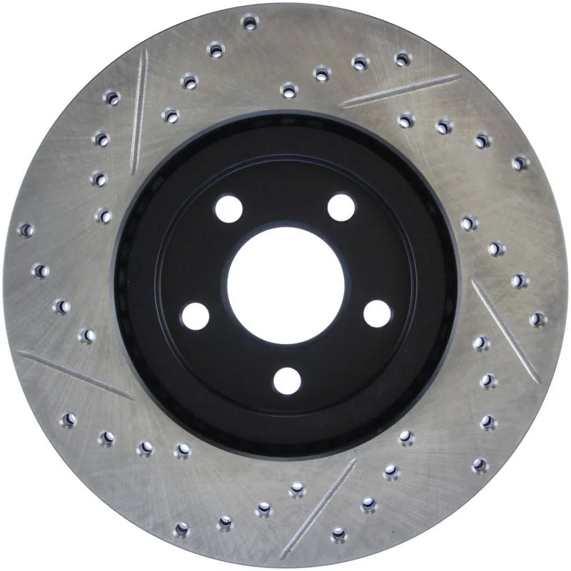 StopTech 03-09 Chrysler PT Cruiser Tur / 03-05 Dodge Neon SRT-4 Front Left Slotted & Drilled Rotor - Back View