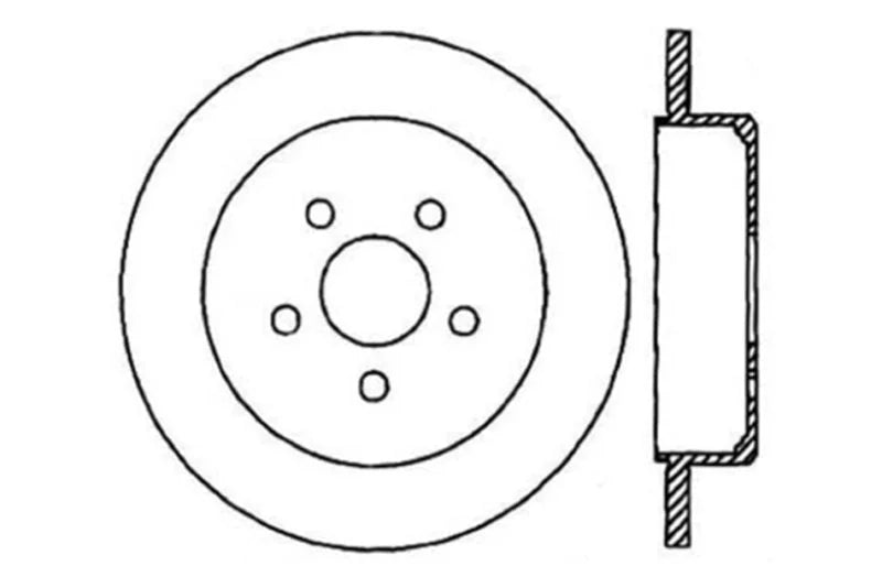 StopTech 03-09 Chrysler PT Cruiser Tur / 03-05 Dodge Neon SRT-4 Rear Left Slotted & Drilled Rotor - Side View