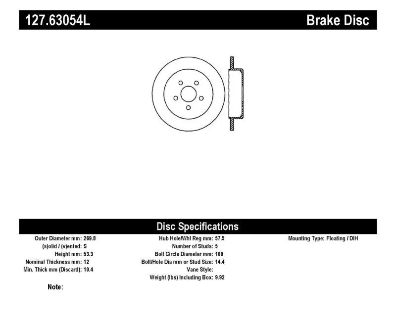 StopTech 03-09 Chrysler PT Cruiser Tur / 03-05 Dodge Neon SRT-4 Rear Left Slotted & Drilled Rotor - Installation View