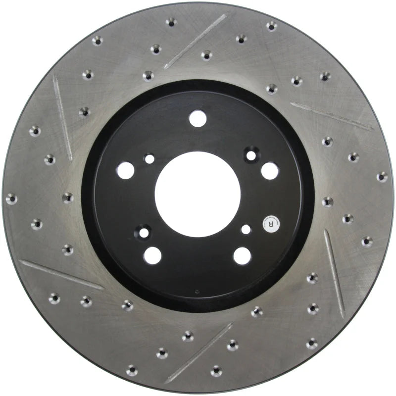 StopTech 04-08 Acura TL (Brembo Caliber) SportStop Slotted & Drilled Right Front Rotor - Side View