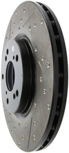 Load image into Gallery viewer, StopTech 04-08 Acura TL (Brembo Caliber) SportStop Slotted &amp; Drilled Right Front Rotor - Installation View