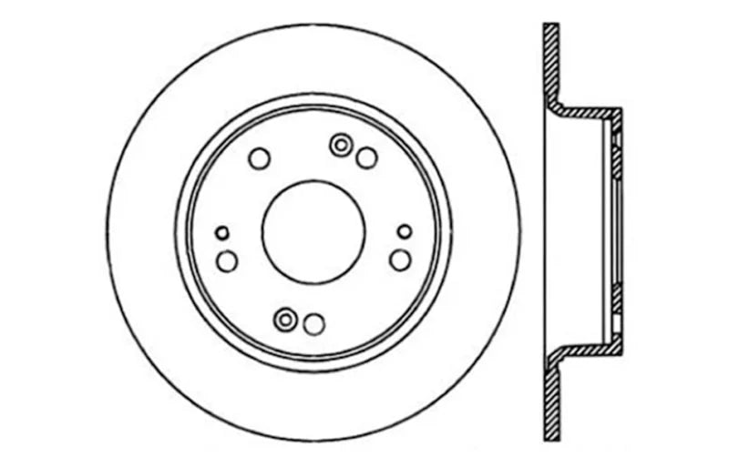 StopTech 04-08 Acura TSX / 03-07 Honda Accord SportStop Slotted & Drilled Right Rear Rotor - Side View