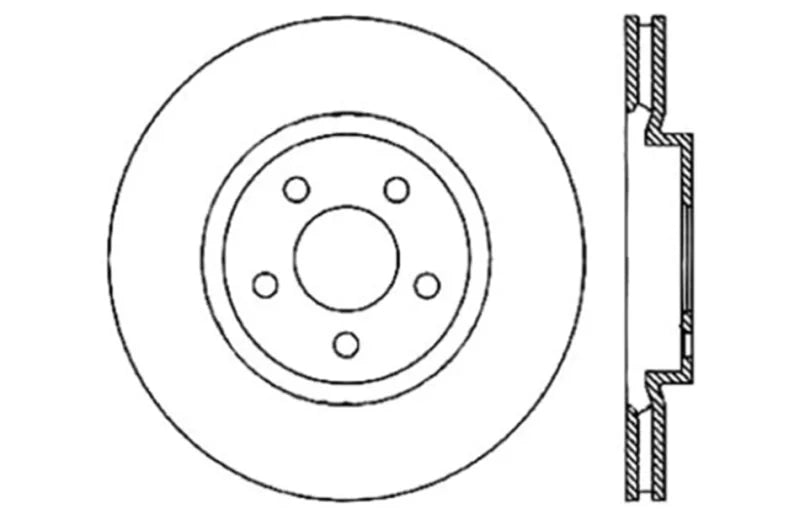 StopTech 05-09 Chrysler 300 (5.7L V8 exc SRT-8) Front Right Slotted & Drilled Rotor - Side View