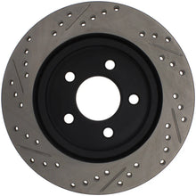Load image into Gallery viewer, StopTech 05-10 Ford Mustang Slotted &amp; Drilled Left Rear Rotor - Back View