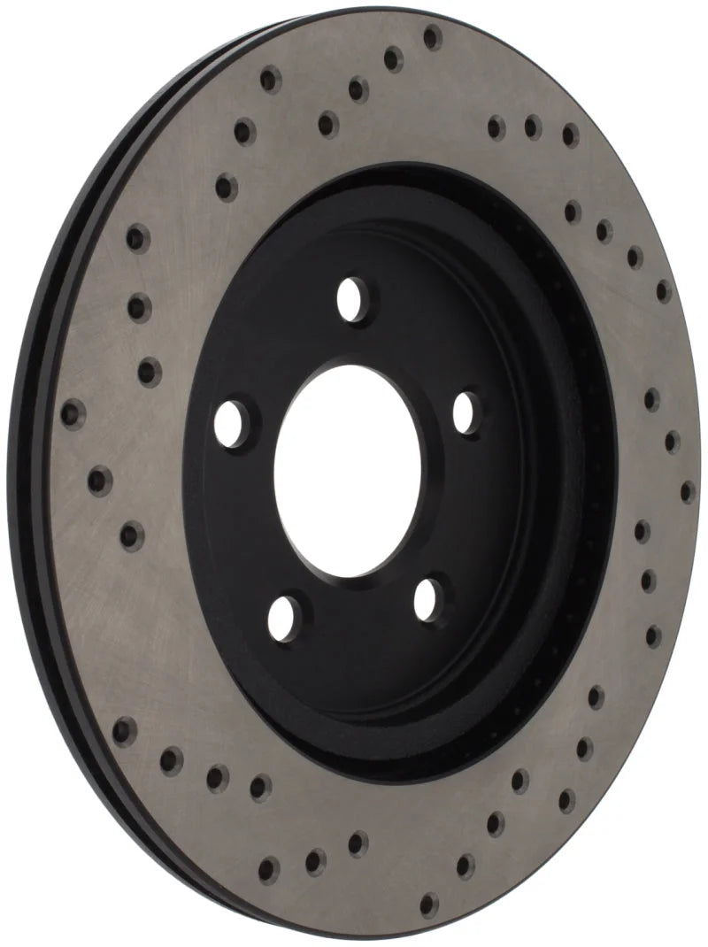 StopTech 05-10 Ford Mustang V6/4.0L / GT V8/4.6L Cross Drilled Right Rear Rotor - Side View