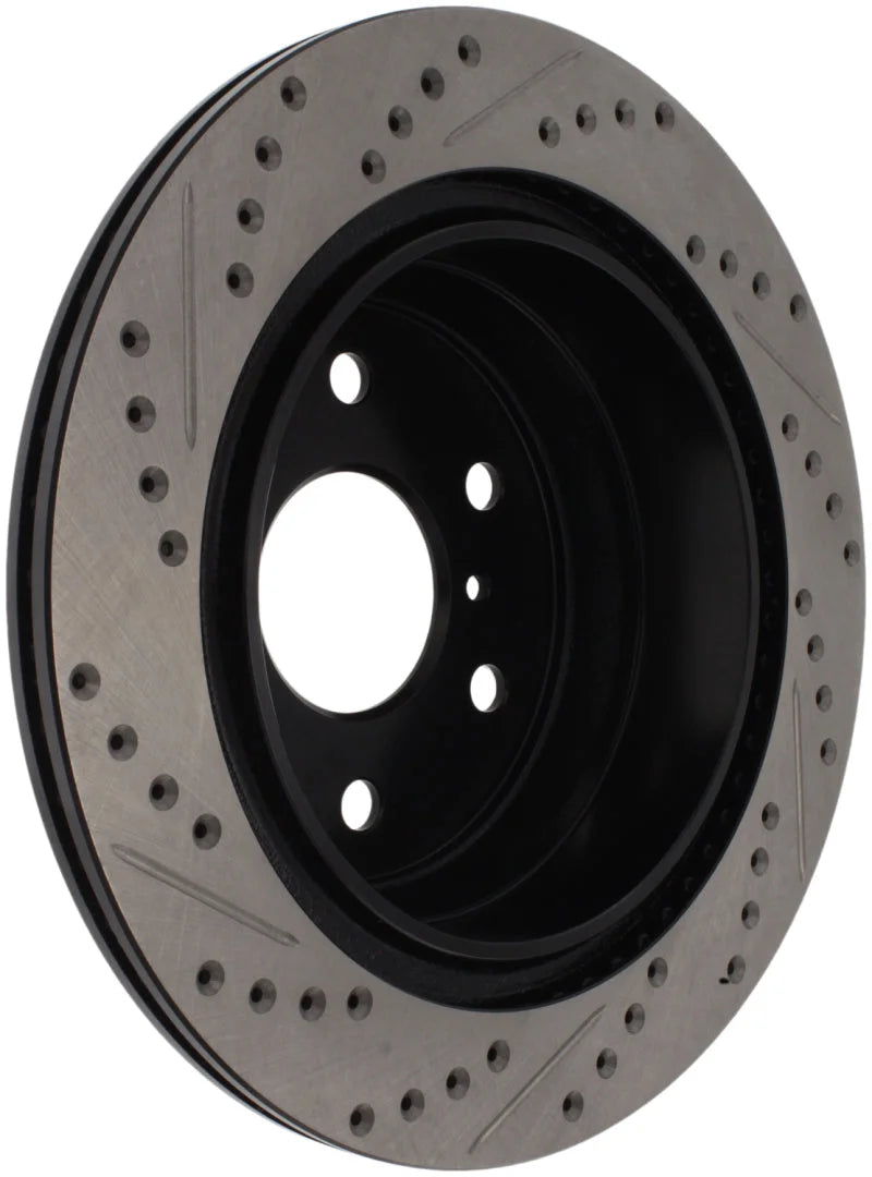 StopTech 05-10 GMC Sierra (w/ Rear Drum) / 07-09 GMC Yukon Rear Right Slotted & Drilled Rotor - Side View