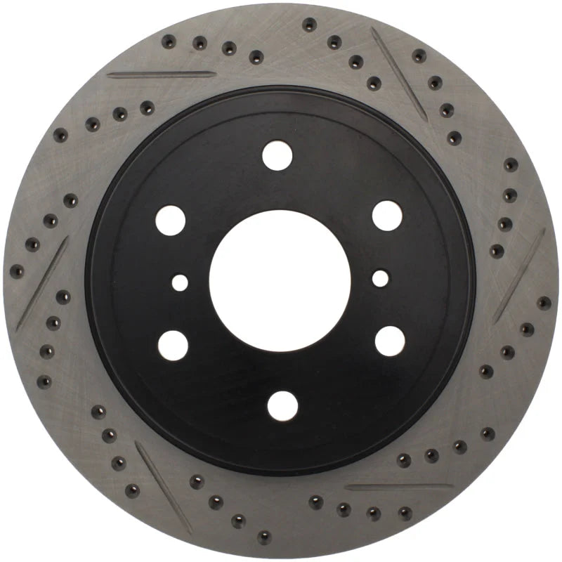StopTech 05-10 GMC Sierra (w/ Rear Drum) / 07-09 GMC Yukon Rear Right Slotted & Drilled Rotor - Back View