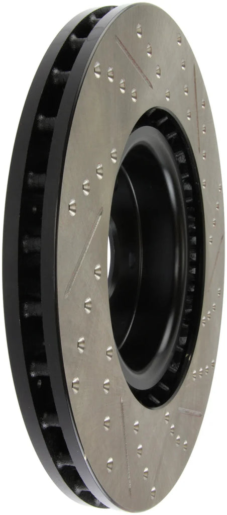 StopTech 05-10 Subaru Impreza WRX/STi Slotted & Drilled Right Front Rotor - Side View