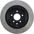 Load image into Gallery viewer, StopTech 06-07 350Z / 05-07 G35 / 06-07 G35X SportStop Slotted &amp; Drilled Rear Left Rotor - Installation View