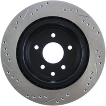 Load image into Gallery viewer, StopTech 06-07 350Z / 05-07 G35 / 06-07 G35X SportStop Slotted &amp; Drilled Rear Left Rotor - Installation View