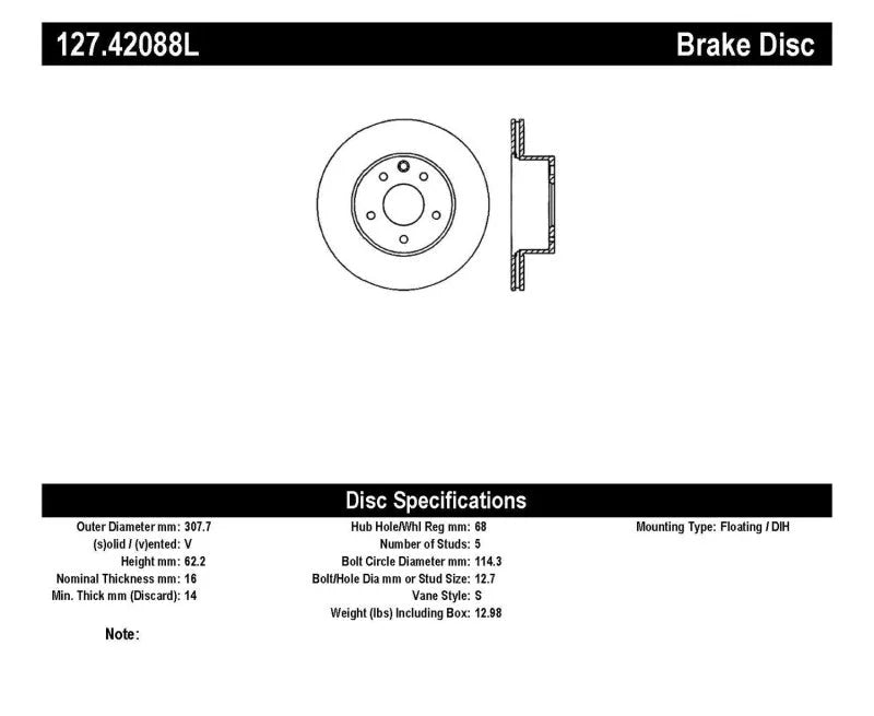 StopTech 06-07 350Z / 05-07 G35 / 06-07 G35X SportStop Slotted & Drilled Rear Left Rotor - Additional View 6