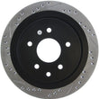 Load image into Gallery viewer, StopTech 06-07 350Z / 05-07 G35 / 06-07 G35X SportStop Slotted &amp; Drilled Rear Right Rotor - Installation View