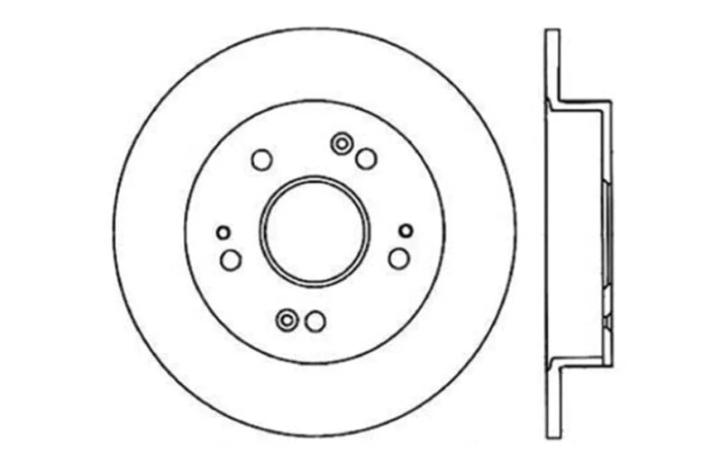 StopTech 06-09 Honda Civic Ex/Si Slotted & Drilled Right Rear Rotor - Back View