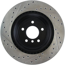 Load image into Gallery viewer, StopTech 06 BMW 330 / 07-09 BMW 335 Slotted &amp; Drilled Left Rear Rotor - Back View