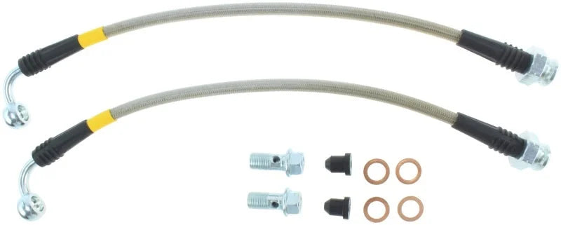 StopTech 07-08 Infiniti G35 Rear Stainless Steel Brake Lines - Installation View