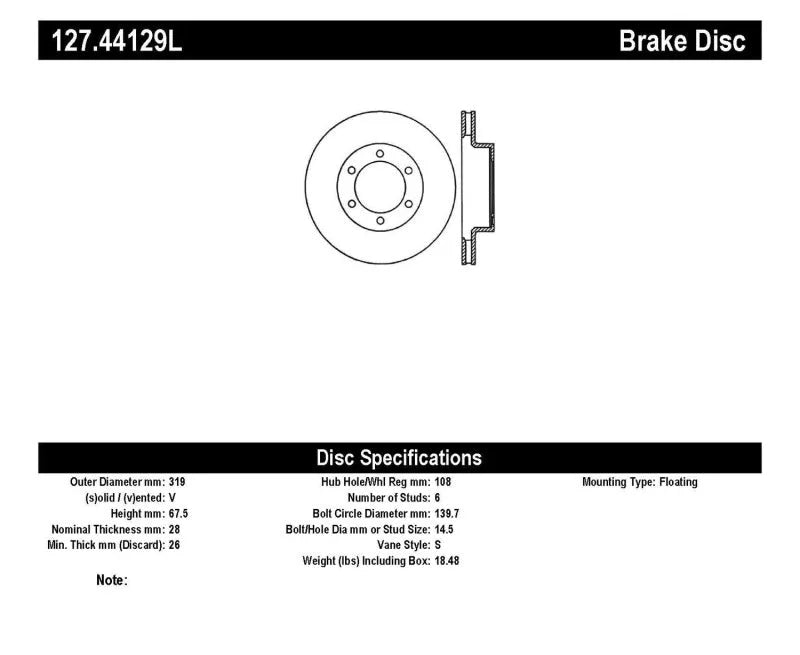 StopTech 07-08 Toyota FJ Cruiser / 05-08 Tacoma (6 lug) / 03-08 4 Runner (319mm disc) SportStop Slo - Additional View 5
