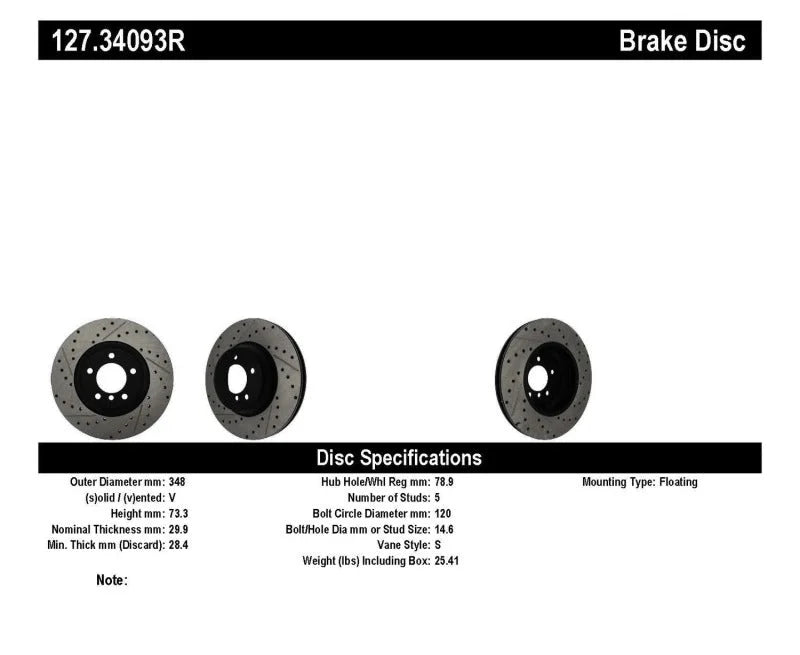 StopTech 07-09 BMW 335 (E90/E92/E93) Slotted & Drilled Right Front Rotor - Additional View 5