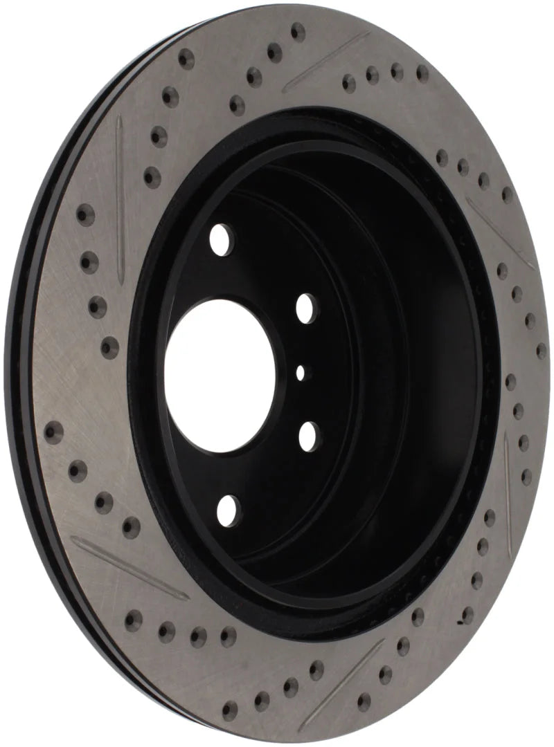 StopTech 07-10 GMC Sierra (w/ Rear Drum) / 07-09 GMC Yukon Rear Left Slotted & Drilled Rotor - Side View