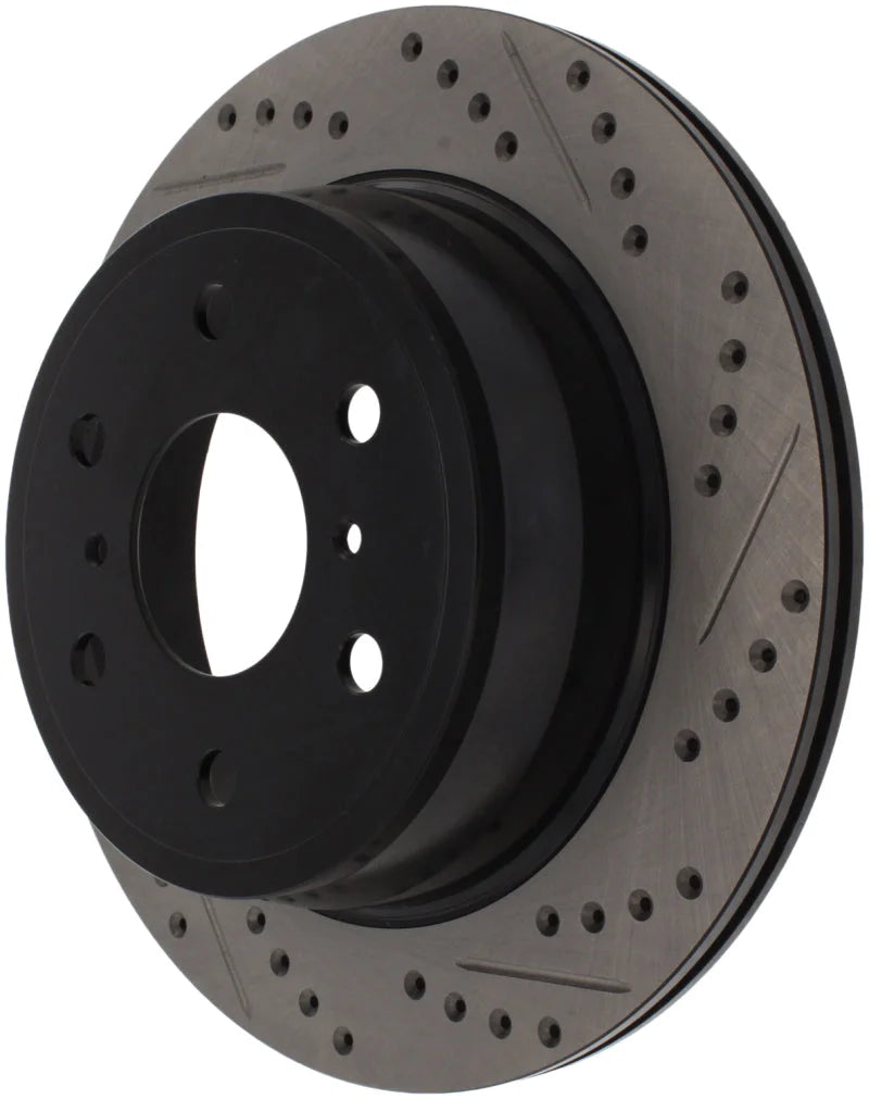 StopTech 07-10 GMC Sierra (w/ Rear Drum) / 07-09 GMC Yukon Rear Left Slotted & Drilled Rotor - Back View