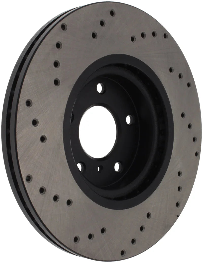 StopTech 08-09 Infiniti EX35 / 05-08 G35 / 09 G37 / 06-09 M35/M45 Drilled Left Front Rotor - Side View