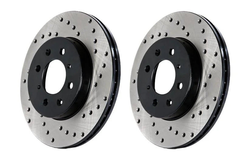 StopTech 08-09 Infiniti EX35 / 05-08 G35 / 09 G37 / 06-09 M35/M45 Drilled Left Front Rotor - Back View