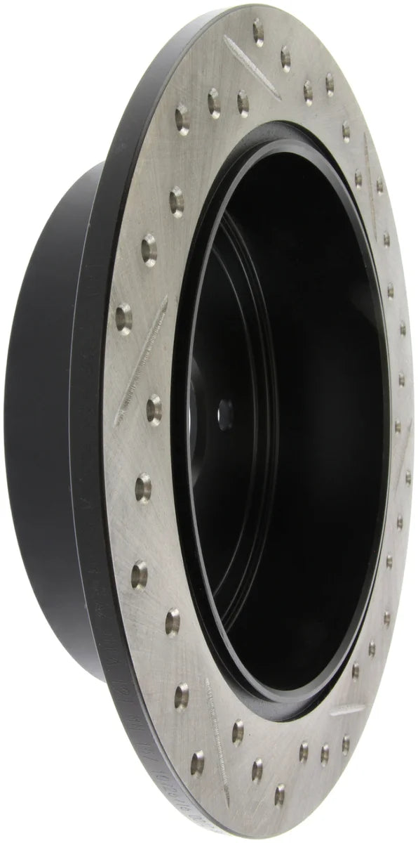 StopTech 08-10 Impreza WRX (Exc STi)/08-10 Impreza Coupe/Sedan Slotted & Drilled Right Rear Rotor - Side View