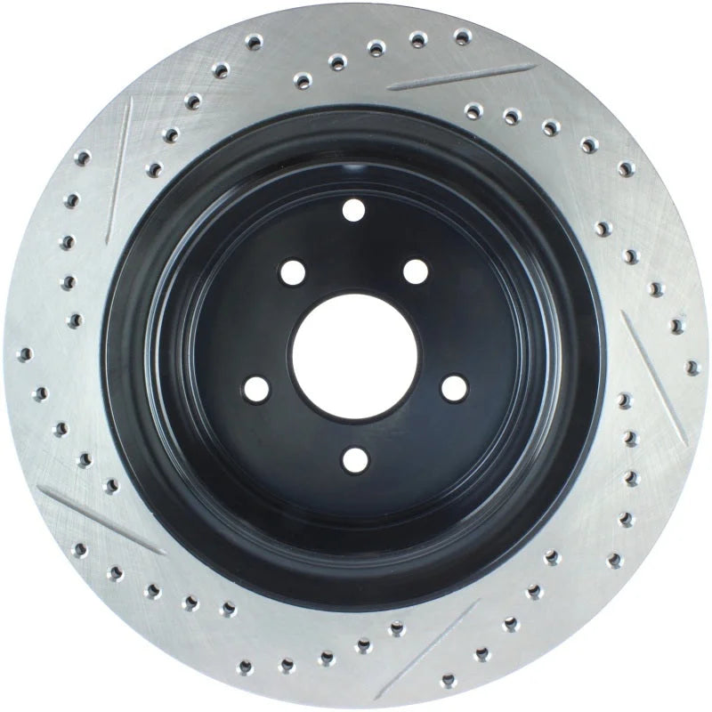 StopTech 09 Infiniti FX50 SportStop Slotted & Drilled Rear Left Rotor - Side View