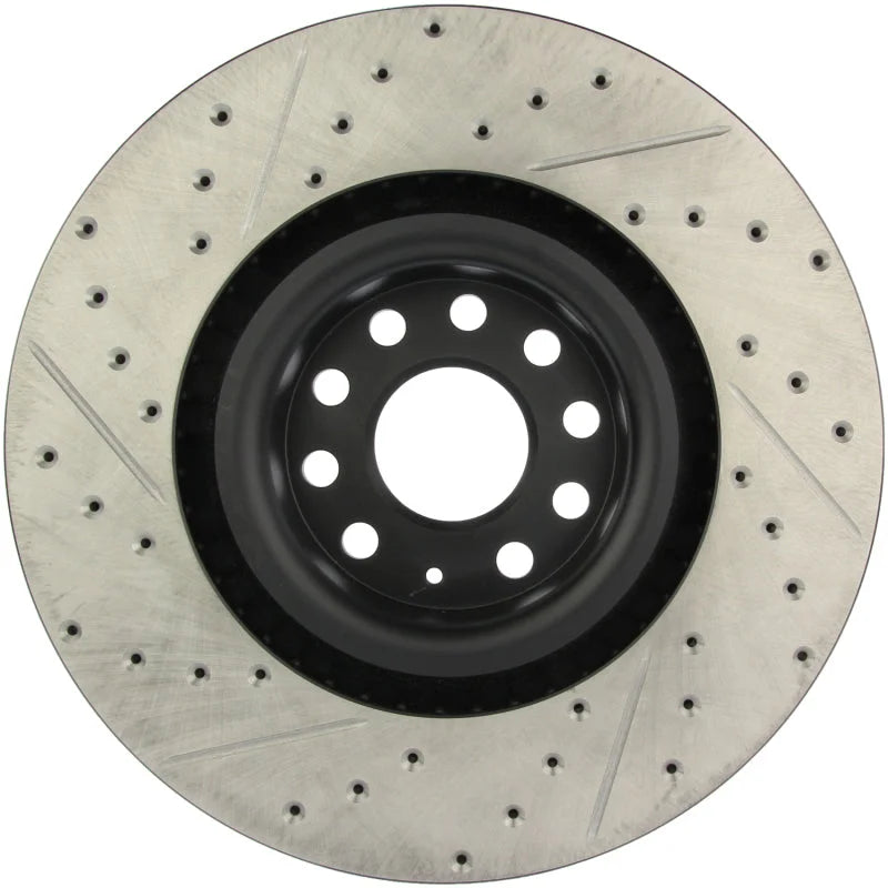 StopTech 09 VW Passat CC / 06-09 Passat Slotted & Drilled Left Front Rotor - Side View