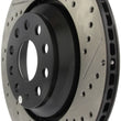 Load image into Gallery viewer, StopTech 09 VW Passat CC / 06-09 Passat Slotted &amp; Drilled Left Rear Rotor - Installation View