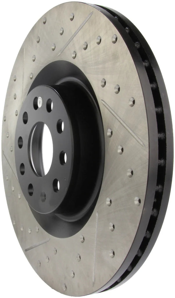 StopTech 09 VW Passat CC / 06-09 Passat Slotted & Drilled Right Front Rotor - Back View