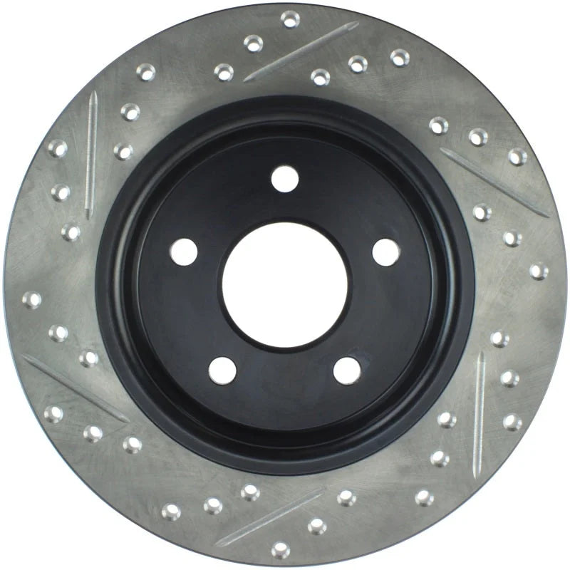 StopTech 12-15 Ford Focus w/ Rear Disc Brakes Rear Left Slotted & Drilled Rotor - Main Product View