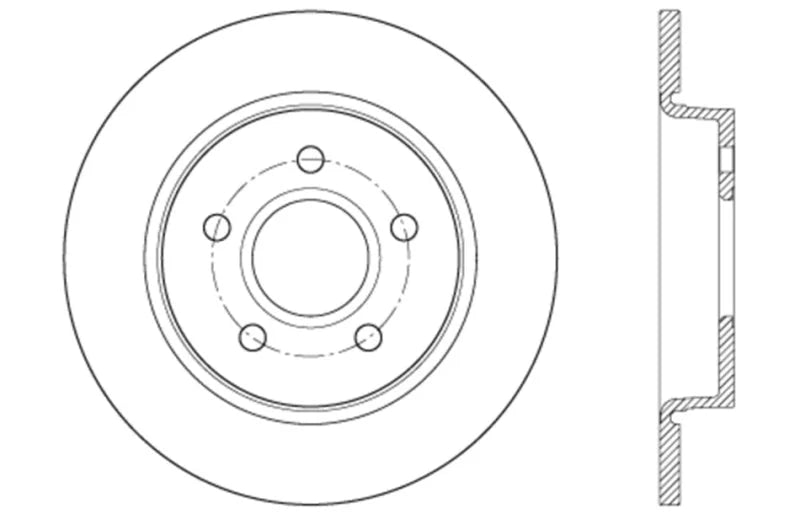 StopTech 12-15 Ford Focus w/ Rear Disc Brakes Rear Left Slotted & Drilled Rotor - Side View