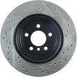 Load image into Gallery viewer, StopTech 12-16 BMW 335i Slotted &amp; Drilled Rear Right Rotor - Back View