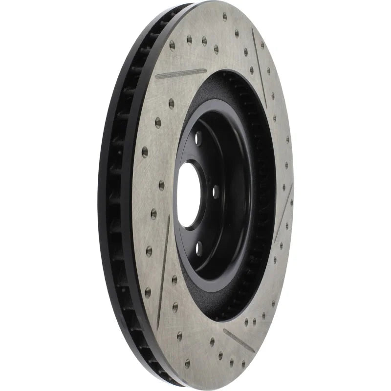 StopTech 13-18 Lexus GS350 Slotted & Drilled Front Right Rotor - Side View