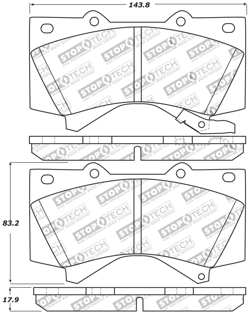 StopTech 13-18 Toyota Land Cruiser Performance Front Brake Pads - Main Product View