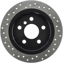 Load image into Gallery viewer, StopTech 14-15 Mini Cooper Base Slotted &amp; Drilled Rear Left Rotor - Back View
