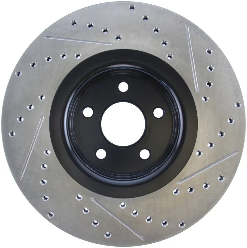 StopTech 14+ Ford Focus ST w/ 335mm Brakes Front Right Slotted & Drilled Rotor - Main Product View