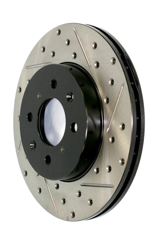 StopTech 2012+ Chevrolet Camaro SS Brembo 4 Piston J6G Sport Slotted & Drilled Left Rotor - Main Product View