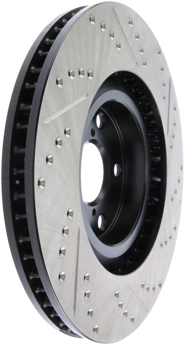 StopTech 5/93-98 Toyota Supra Turbo Right Front Slotted & Drilled Rotor - Side View