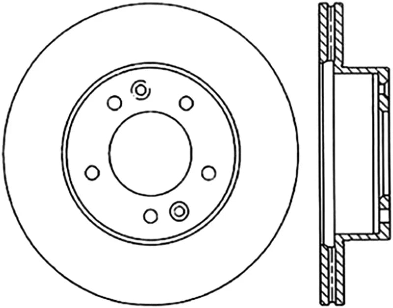 StopTech 89-92 Mazda RX-7 Slotted & Drilled Right Front Rotor - Side View