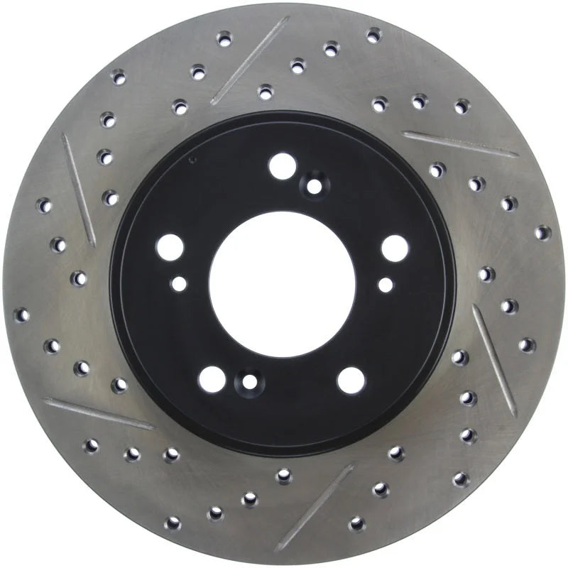 StopTech 97-01 Acura Integra Type R / 97-01 Honda CR-V Slotted & Drilled Right Front Rotor - Main Product View